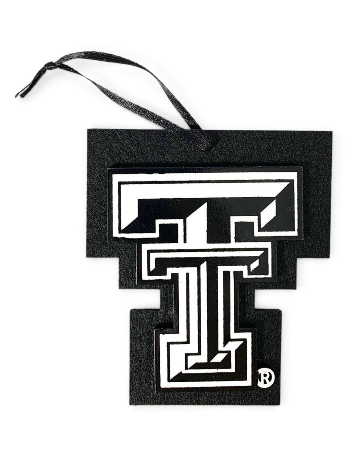 Texas Tech Red Raiders Double T Felt Ornament – Black front view