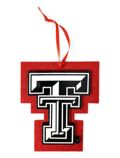 Texas Tech Red Raiders Double T Felt Ornament – Red front view