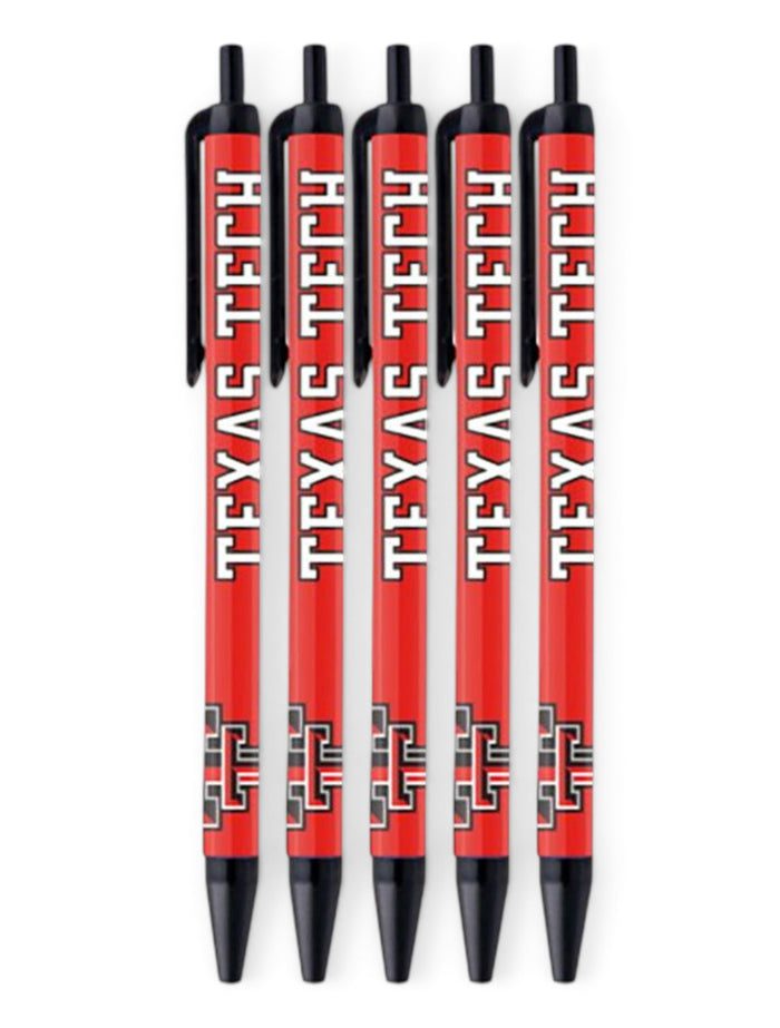 Texas Tech Red Raiders Double T Five-Pack Pen Set – Front view