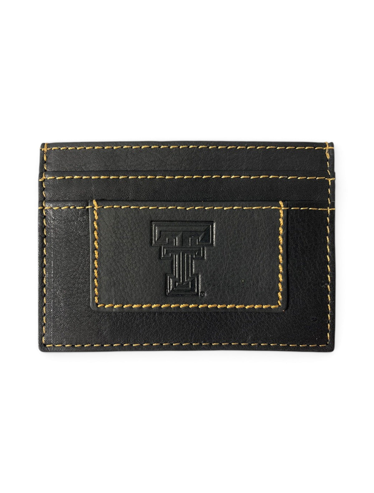 Texas Tech Red Raiders Double T Nappa Leather Card Holder – Black front view