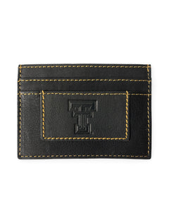 Texas Tech Red Raiders Double T Nappa Leather Card Holder – Black front view