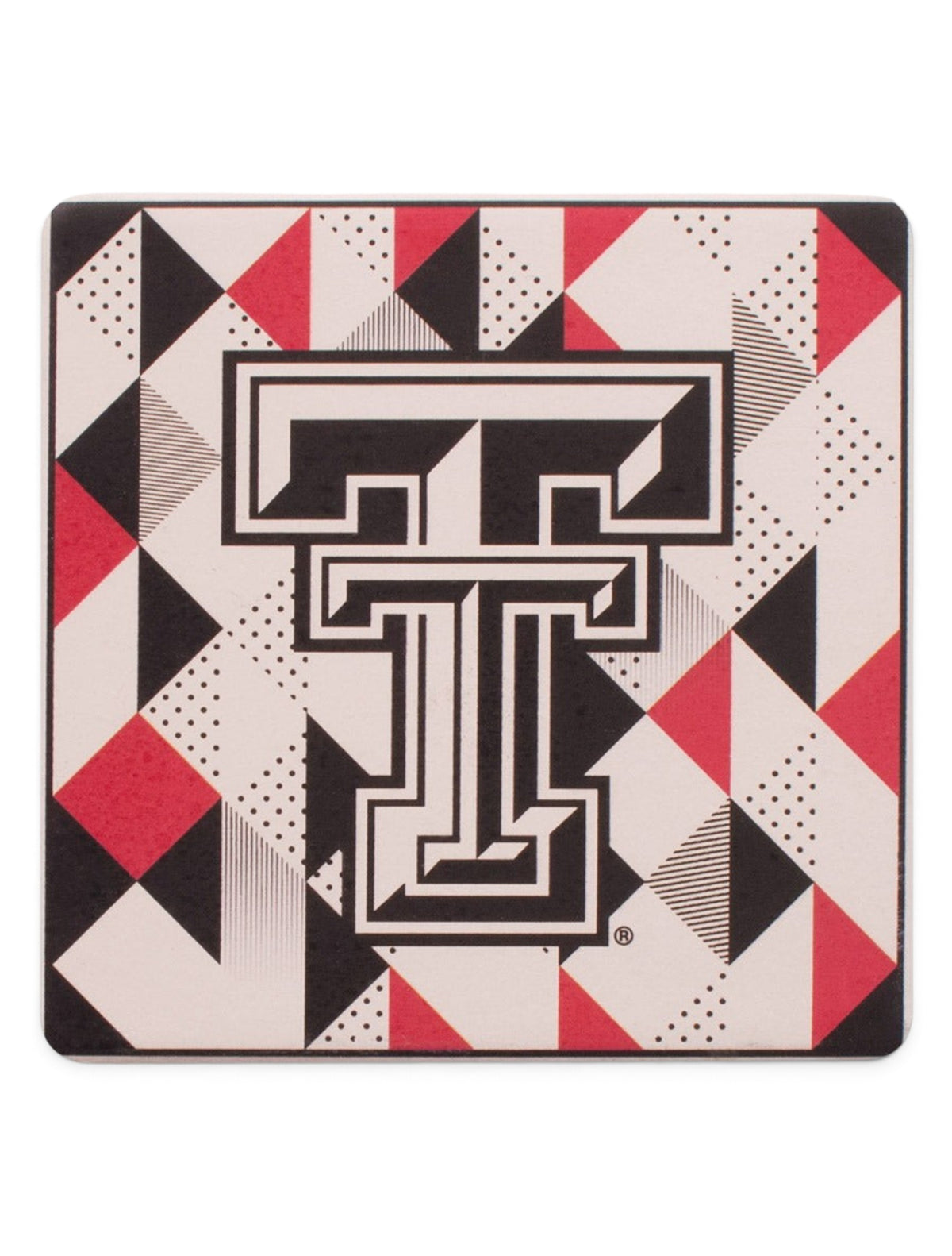 Texas Tech Red Raiders Double T on Geometric Ceramic Coaster – Front view