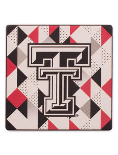 Texas Tech Red Raiders Double T on Geometric Ceramic Coaster – Front view