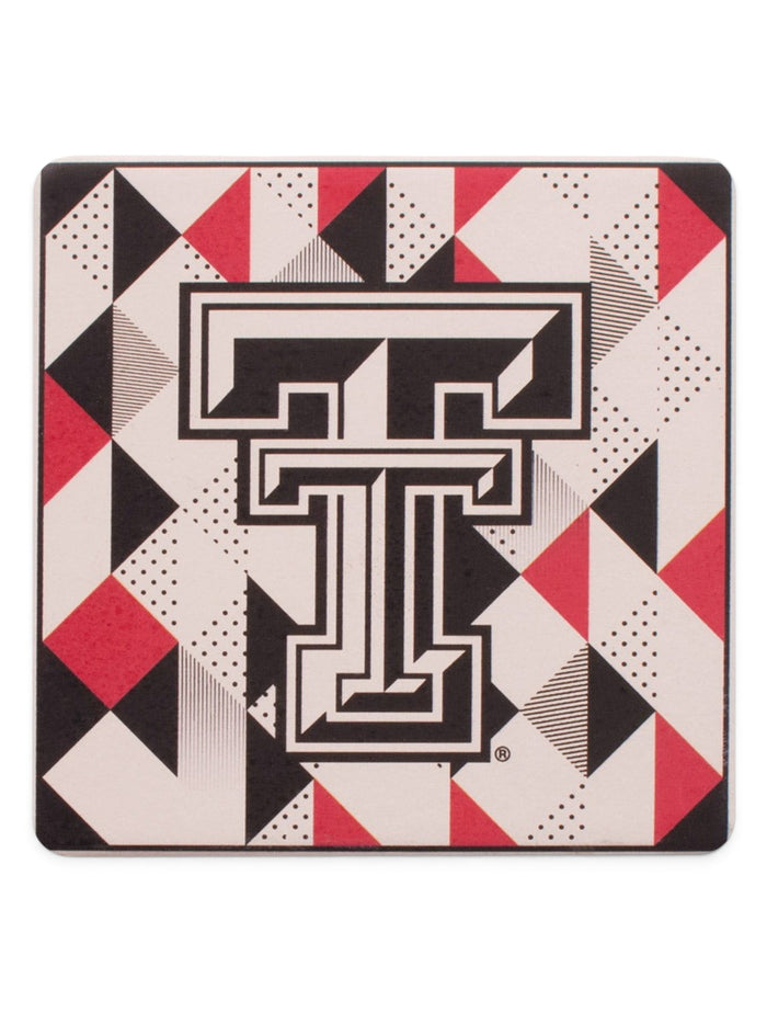 Texas Tech Red Raiders Double T on Geometric Ceramic Coaster – Front view