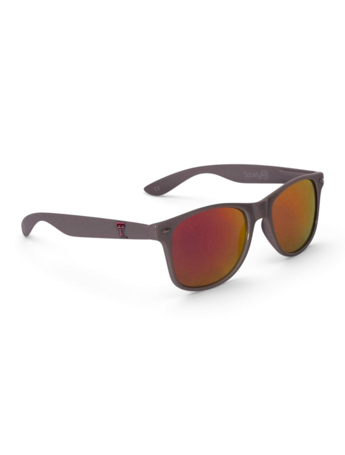 Texas Tech Red Raiders Double T on Grey Sunglasses with Mirrored Lenses – Front view