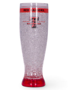 Texas Tech Red Raiders & Double T on Red & Clear Freezer Pilsner Glass – Front view