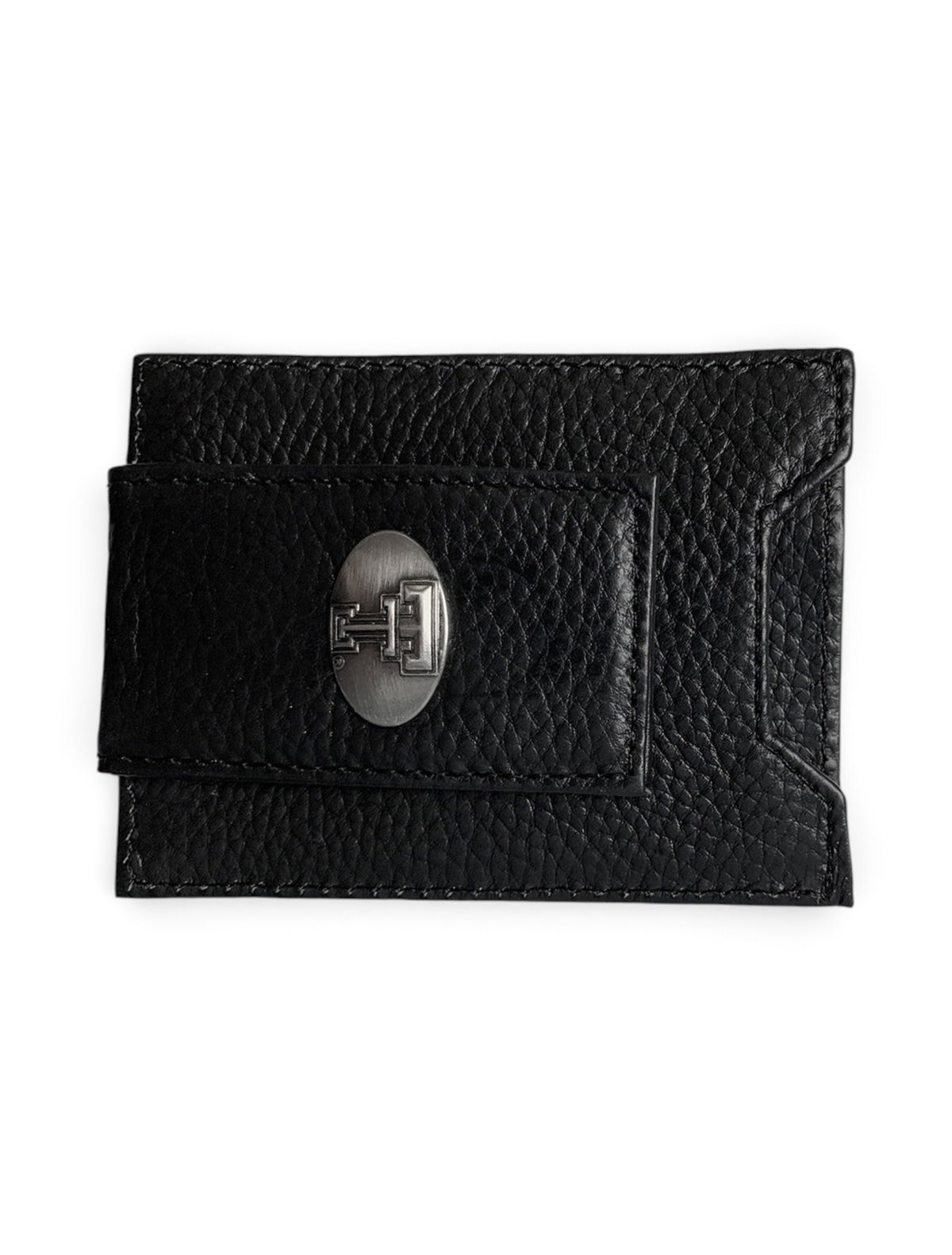 Texas Tech Red Raiders Double T  Pebble Black Front Pocket Wallet – Front view