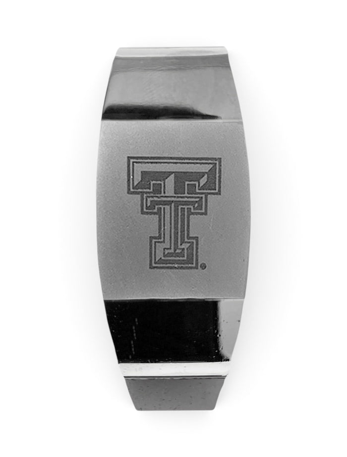 Texas Tech Red Raiders Double T Polished Silver Metal Money Clip – Front view