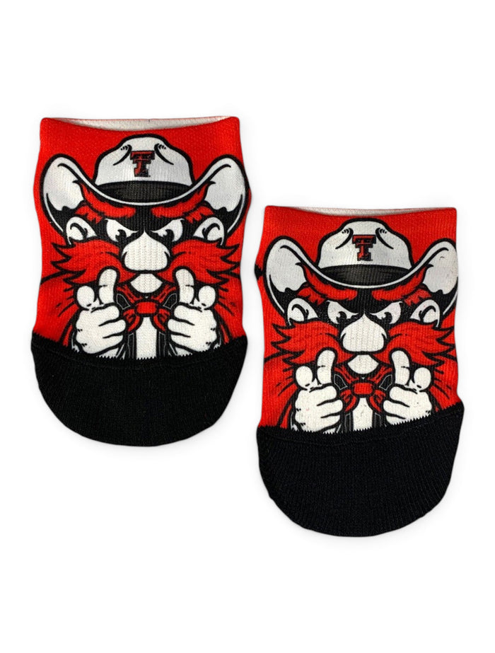 Texas Tech Red Raiders Double T Raider Red YOUTH Low-Cut Socks – Front view