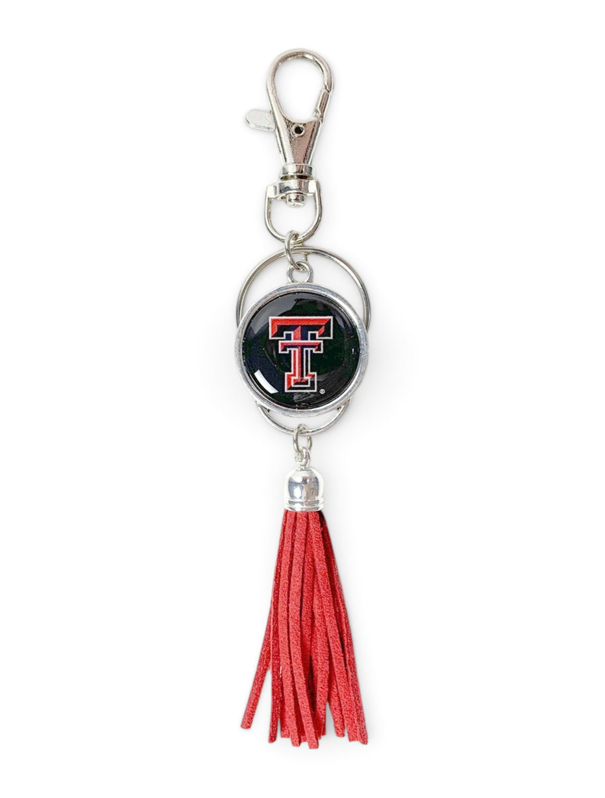 Texas Tech Red Raiders Double T Red Tassel Keychain – Front view