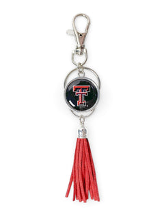 Texas Tech Red Raiders Double T Red Tassel Keychain – Front view