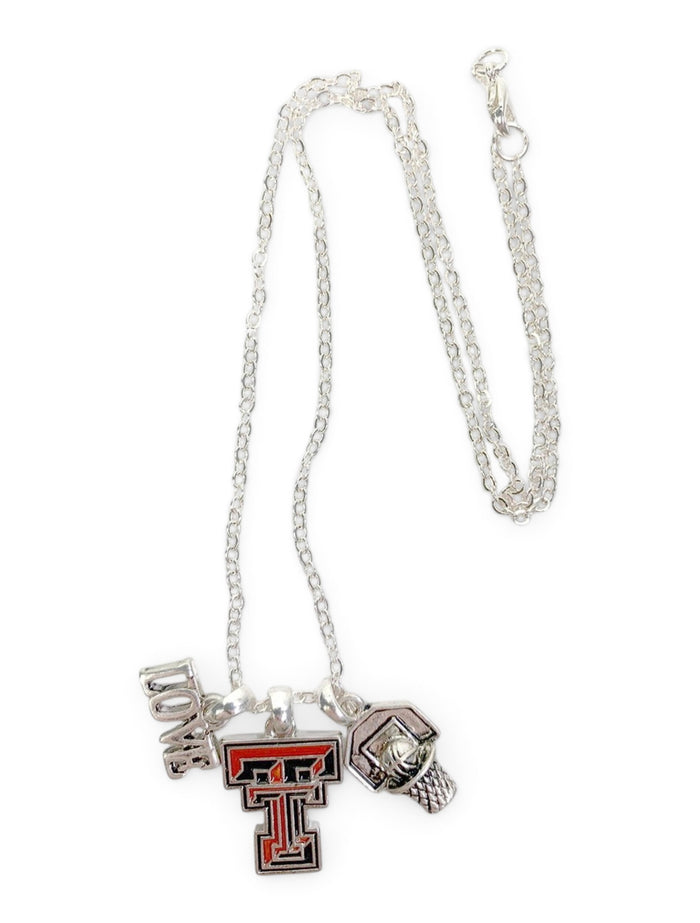 Texas Tech Red Raiders Double T "Slam Dunk" Iridescent Charm Necklace – Front view