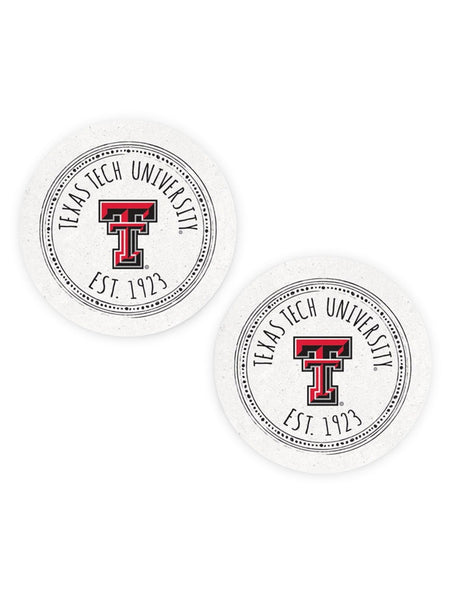 Texas Tech Red Raiders Double T Southern Pastime Car Coasters, Set Of Two – Front view