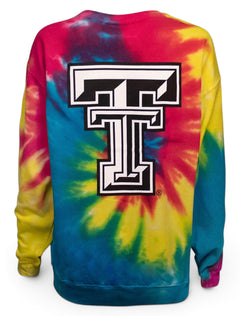 Texas Tech Red Raiders Double T Tie Dye Crew Sweatshirt – Back view