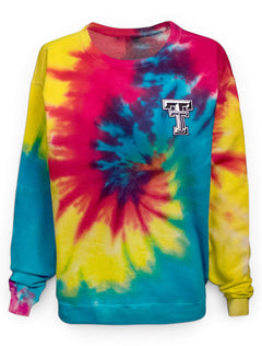 Texas Tech Red Raiders Double T Tie Dye Crew Sweatshirt – Front view