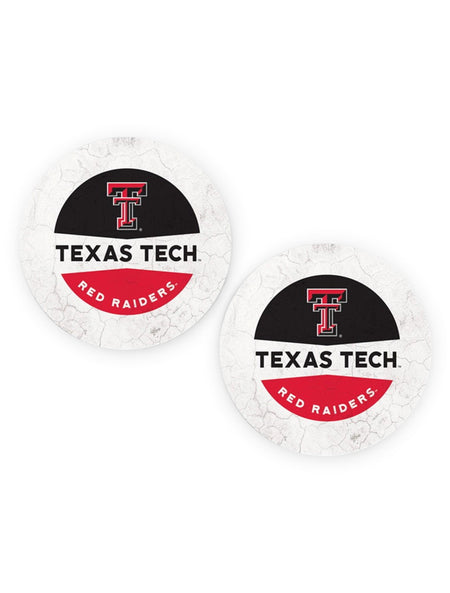 Texas Tech Red Raiders Double T Two-Tone Car Coasters, Set Of Two – Front view
