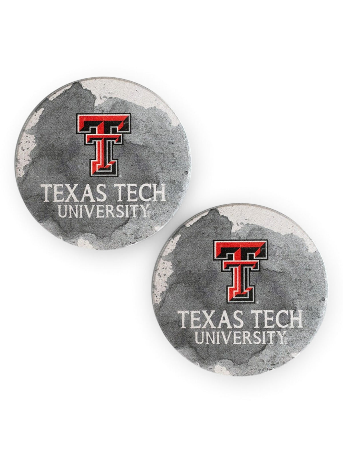 Texas Tech Red Raiders Double T Watercolor Car Coasters – Front view