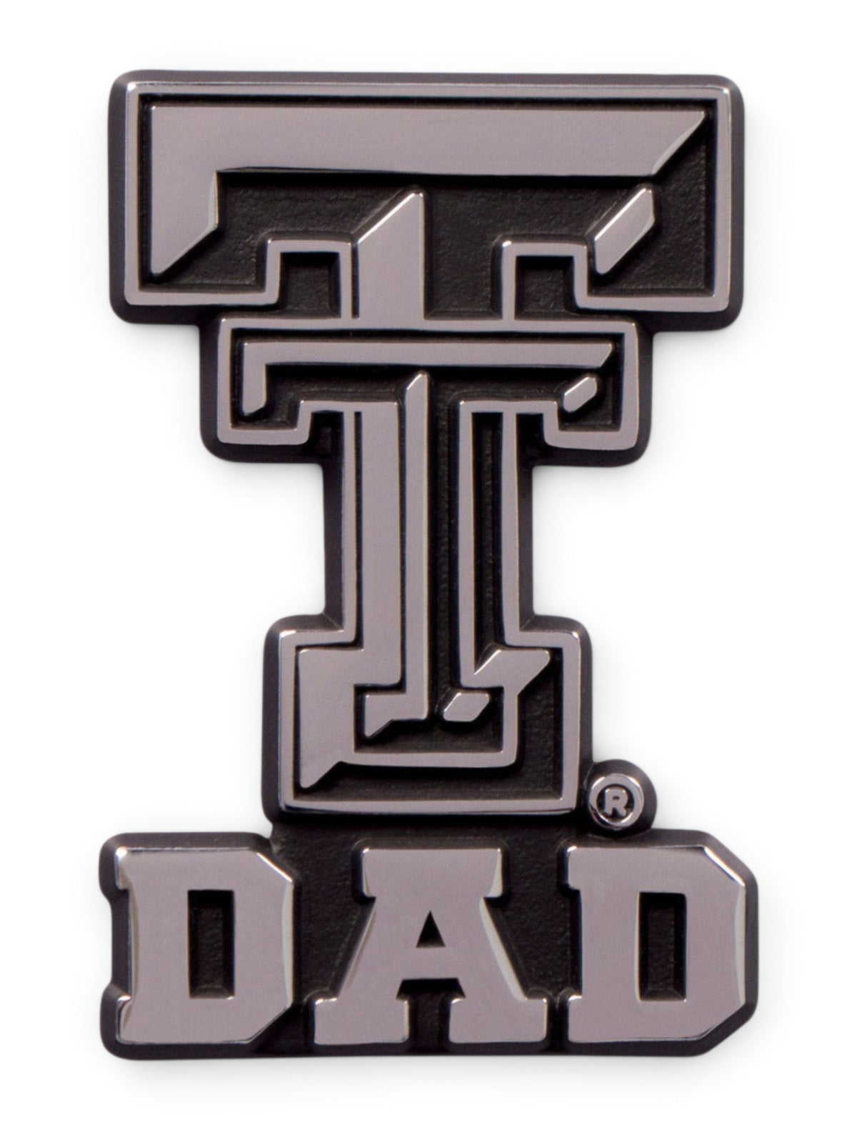 Texas Tech Red Raiders Double T with Dad Car Emblem – Front view