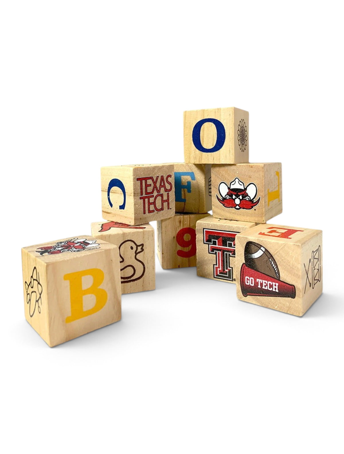 Texas Tech Red Raiders Double T Wooden Block Set – Front view
