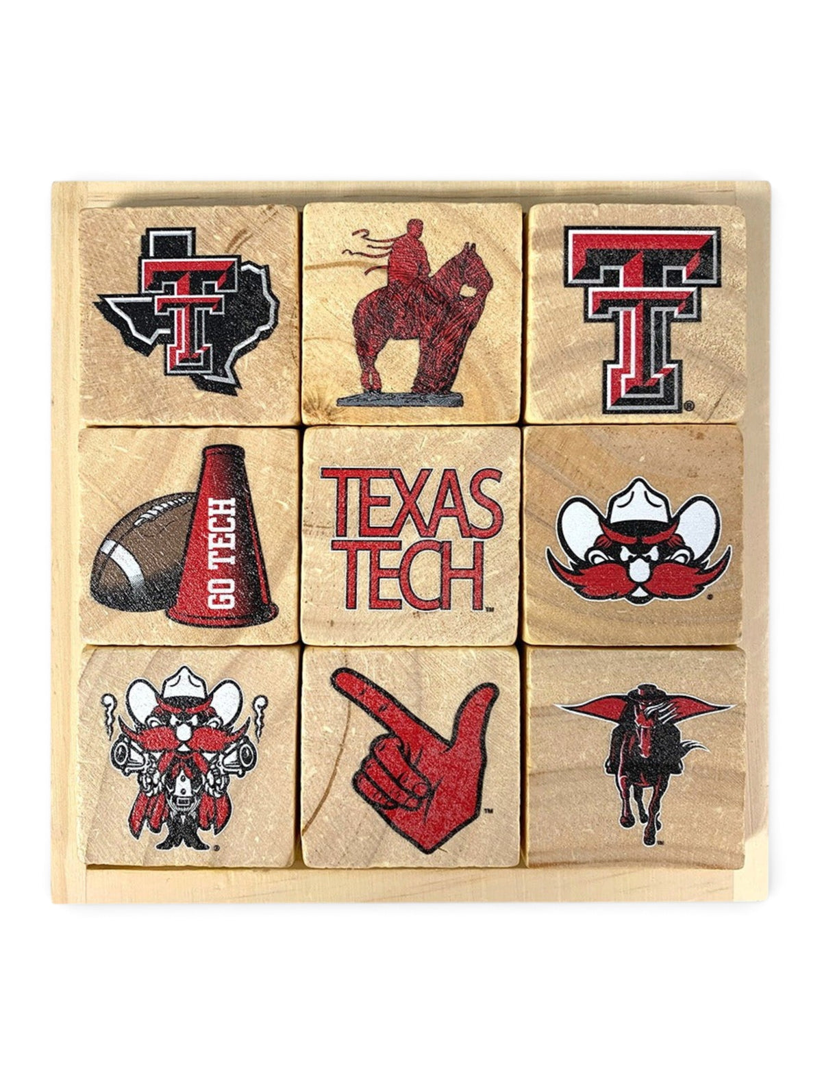Texas Tech Red Raiders Double T Wooden Block Set – Side view