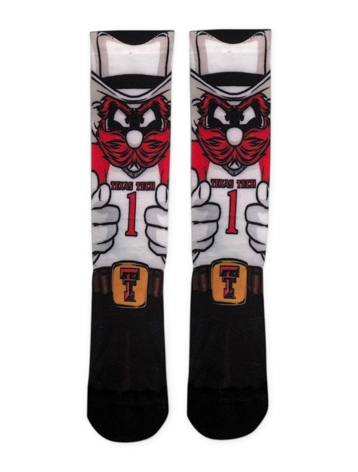 Texas Tech Red Raiders Double T YOUTH Raider Red "HyperOptic" Socks – Front view