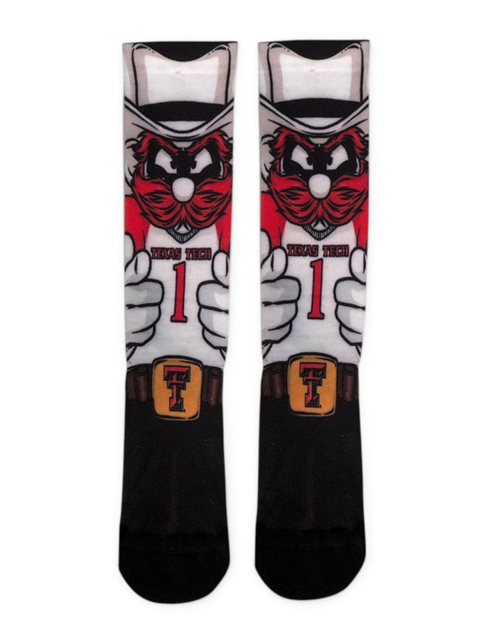Texas Tech Red Raiders Double T YOUTH Raider Red "HyperOptic" Socks – Front view