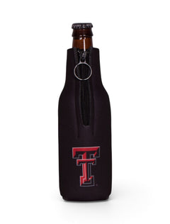 Texas Tech Red Raiders Double T Zippered Bottle Cooler – Black back view