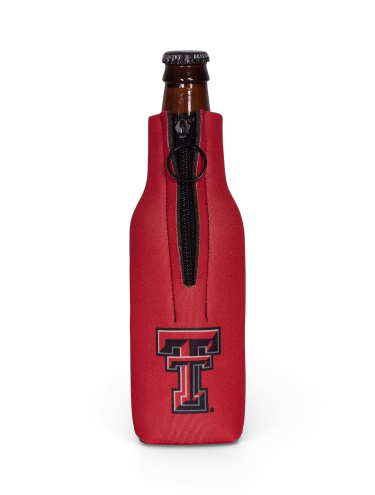 Texas Tech Red Raiders Double T Zippered Bottle Cooler – Red back view