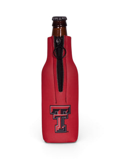 Texas Tech Red Raiders Double T Zippered Bottle Cooler – Red back view