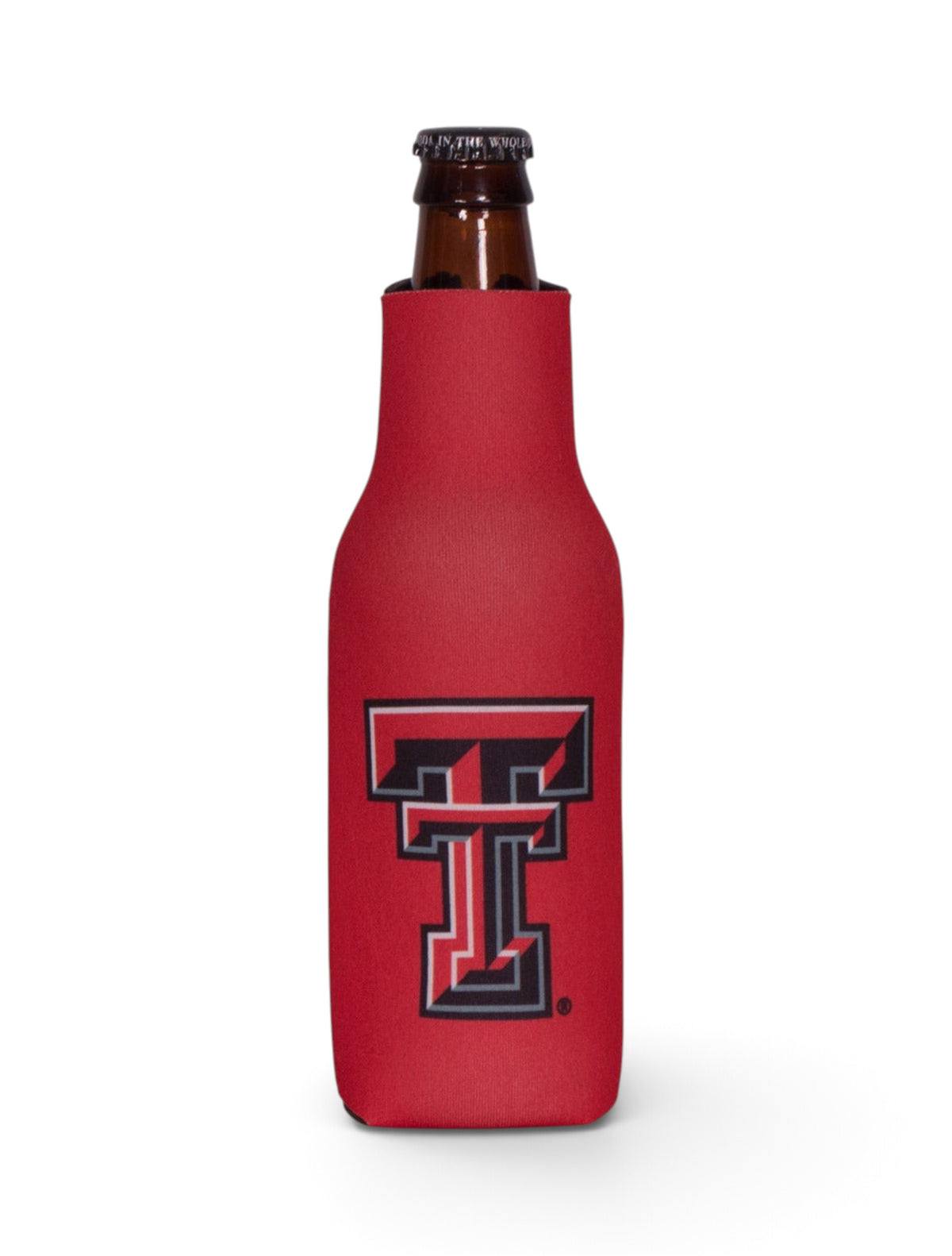 Texas Tech Red Raiders Double T Zippered Bottle Cooler – Red front view