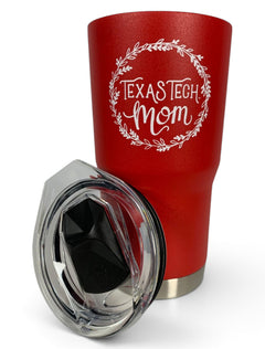 Texas Tech Red Raiders Double Walled 20 oz Team Color Mom Travel Tumbler – Back view