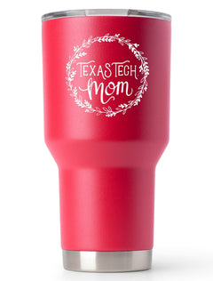 Texas Tech Red Raiders Double Walled 20 oz Team Color Mom Travel Tumbler – Front view