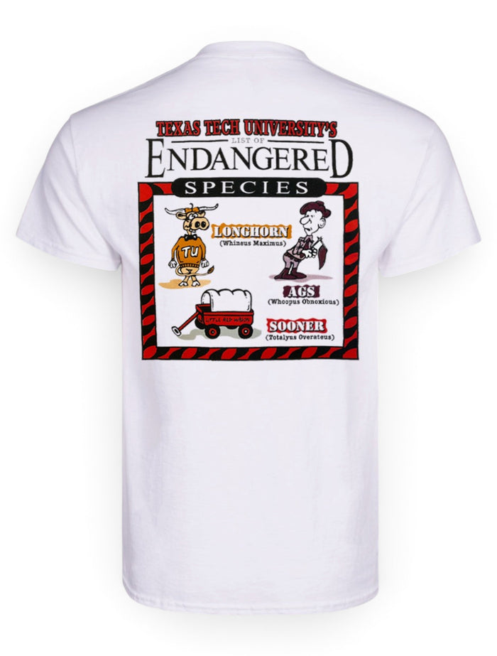 Texas Tech Red Raiders "Endangered Species" White T-shirt – Front view