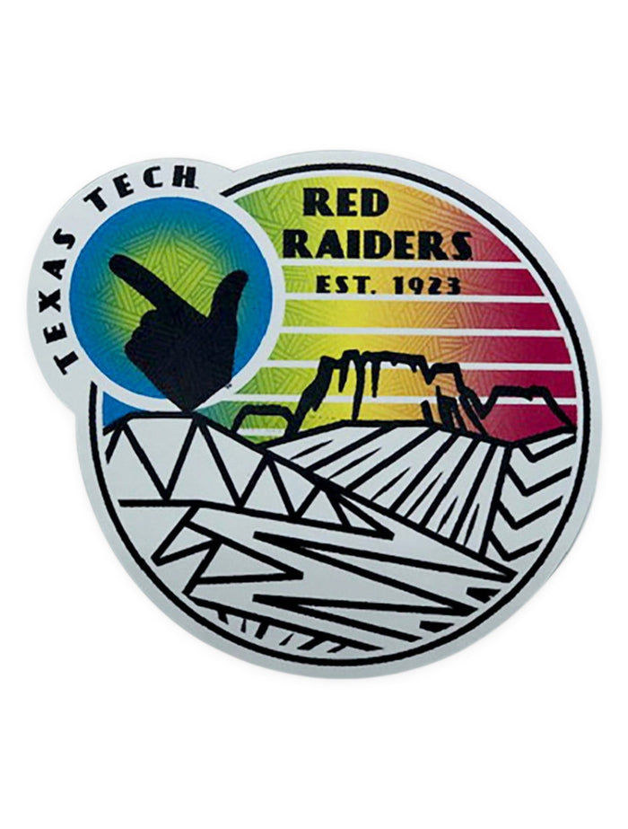 Texas Tech Red Raiders Est 1923 on Sunset Decal – Front view