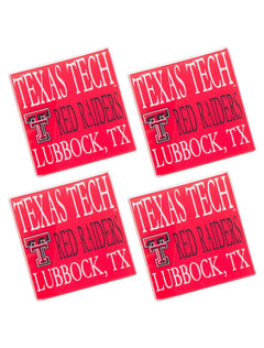 Texas Tech Red Raiders Glass Red Coasters – Front view