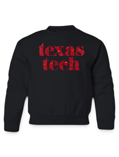 Texas Tech Red Raiders Glitter "Pristine" YOUTH Sweatshirt – Front view