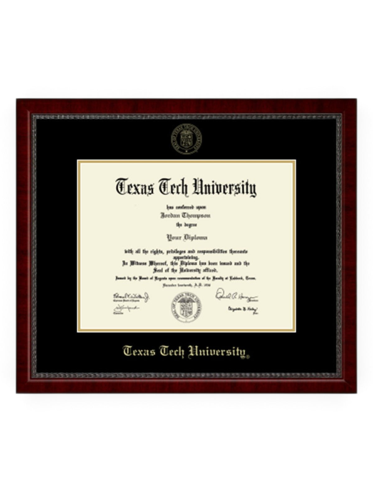 Texas Tech Red Raiders Gold Embossed Diploma Frame in Signature with Black and Gold Mats C6 – Front view