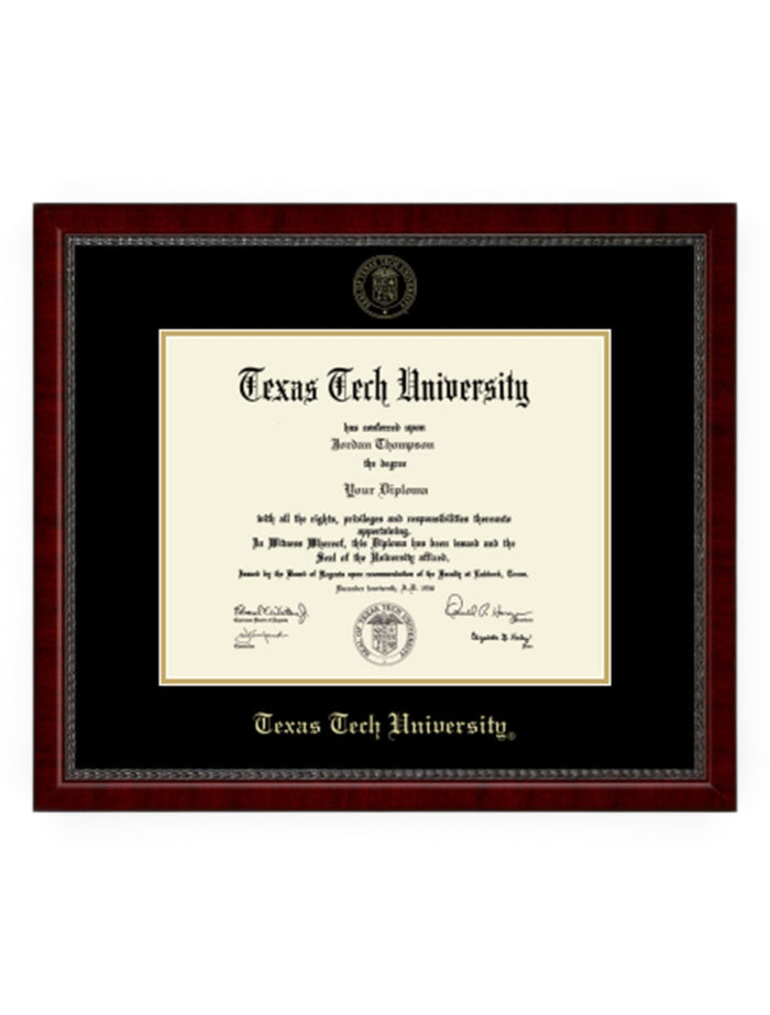 Texas Tech Red Raiders Gold Embossed Diploma Frame in Signature with Black and Gold Mats C6 – Front view