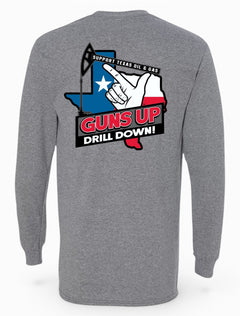 Texas Tech Red Raiders "Guns Up Drill Down" Long Sleeve T-Shirt – Front view