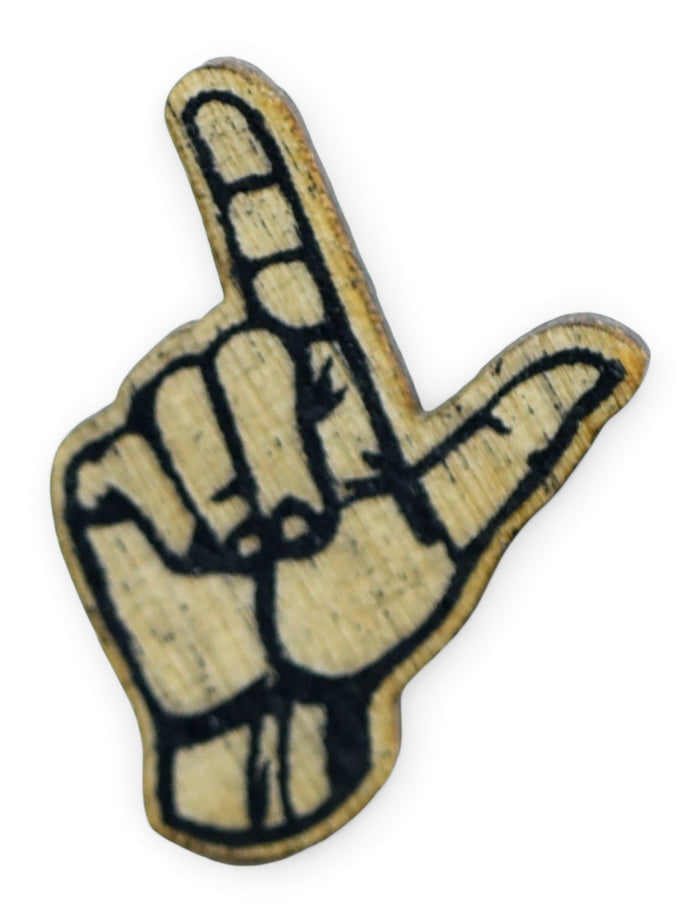 Texas Tech Red Raiders Guns Up Wooden Lapel Pin – Front view