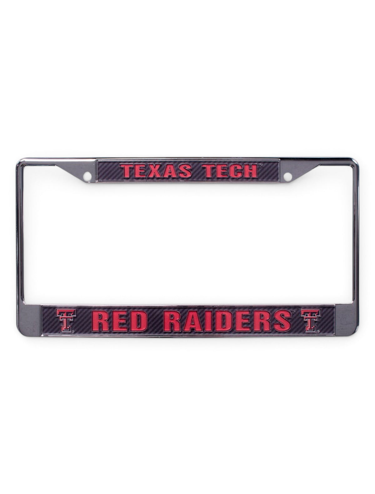 Texas Tech Red Raiders in Red on Carbon Acrylic License Plate Frame – Front view