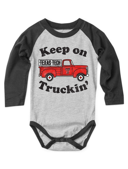 Texas Tech Red Raiders Keep on Trucking INFANT Long Sleeve Onesie – Front view