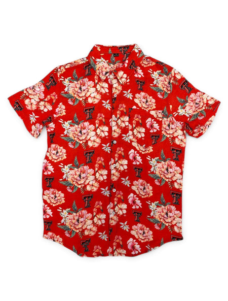 Texas Tech Red Raiders "Linen Feel" Hawaiian Button Down – Front view