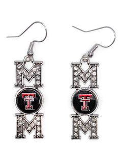 Texas Tech Red Raiders "MOM" Earrings – Front view