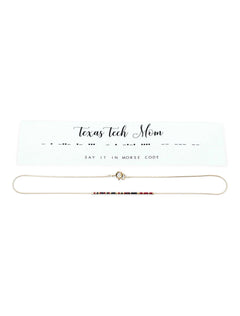 Texas Tech Red Raiders "Mom" Morse Code Necklace – Gold detail