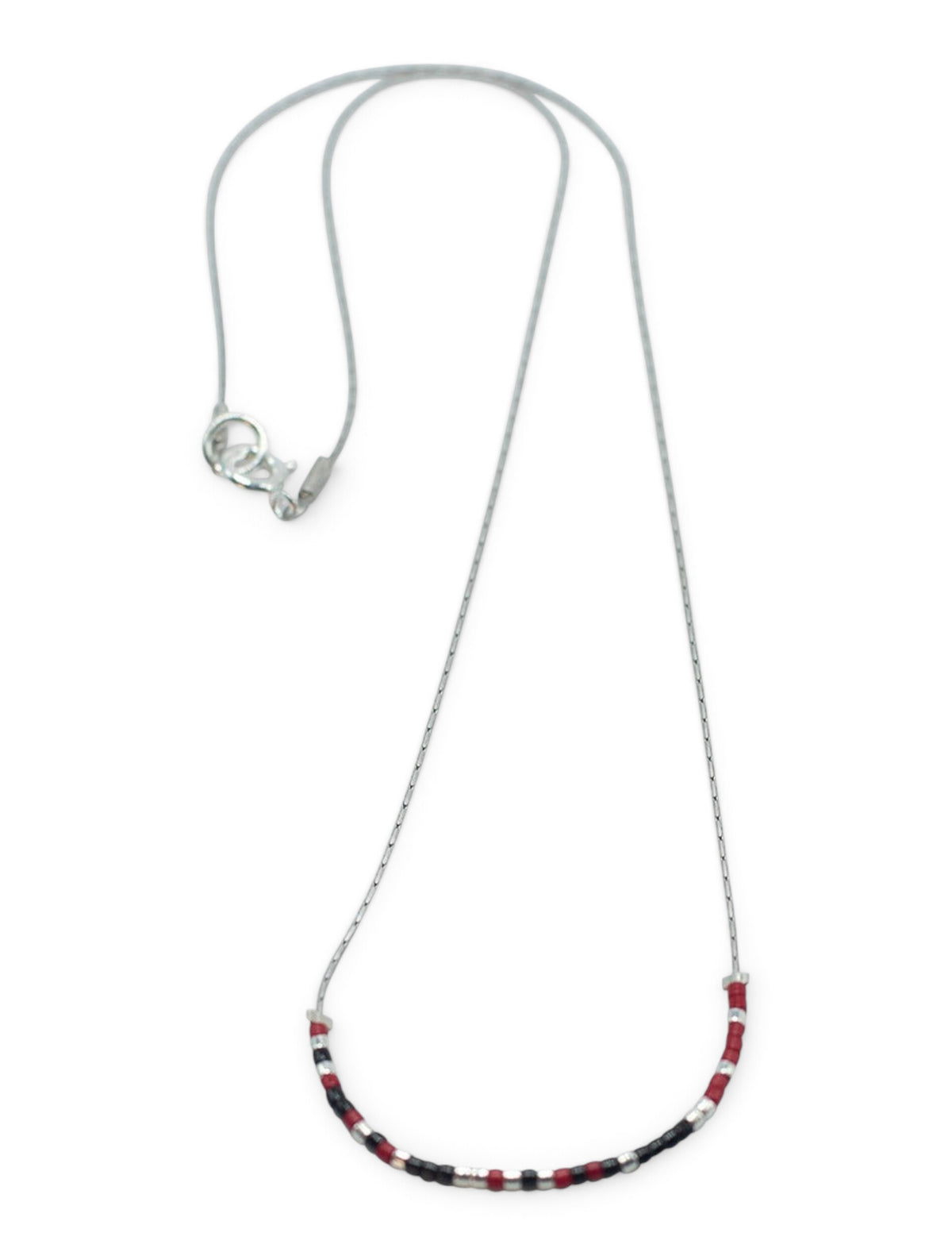 Texas Tech Red Raiders "Mom" Morse Code Necklace – Silver on model