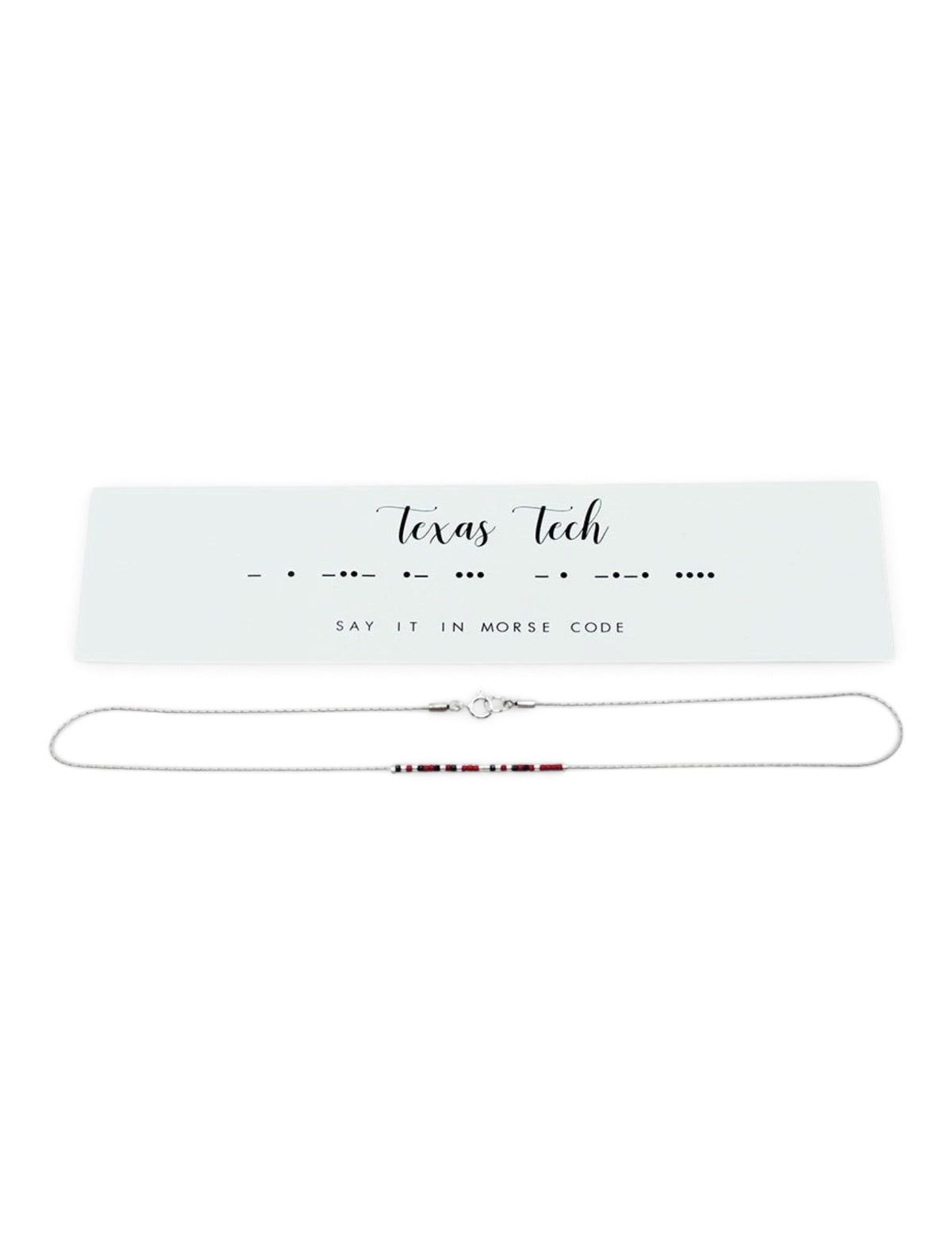 Texas Tech Red Raiders Morse Code Necklace – Silver detail