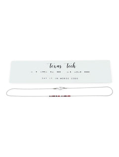 Texas Tech Red Raiders Morse Code Necklace – Silver detail