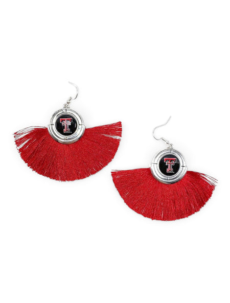 Texas Tech Red Raiders "No Strings Attached" Tassle Earrings – Front view