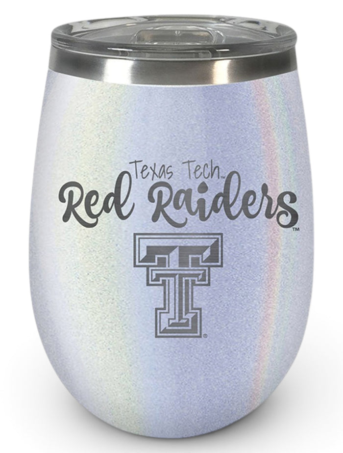 Texas Tech Red Raiders Opal Double Walled Travel Stemless Wine Glass – Front view